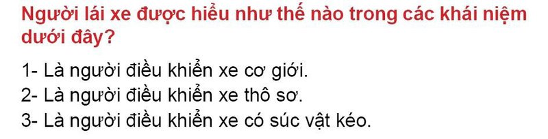 Nội dung câu hỏi thi bằng lái xe số 6