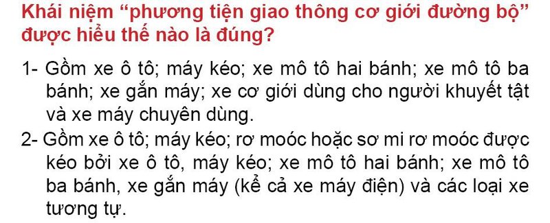 Nội dung câu hỏi thi bằng lái xe số 8