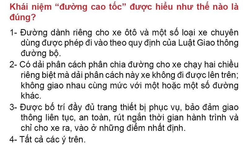 Nội dung câu hỏi thi bằng lái xe số 16