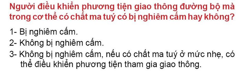 Nội dung câu hỏi thi bằng lái xe số 20