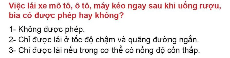 Nội dung câu hỏi thi bằng lái xe số 21