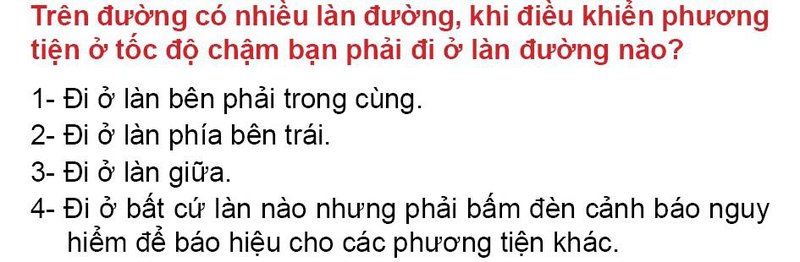 Nội dung câu hỏi thi bằng lái xe số 29