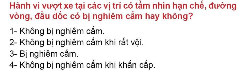 Nội dung câu hỏi thi bằng lái xe số 30