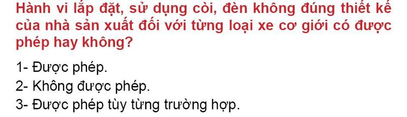 Nội dung câu hỏi thi bằng lái xe số 33