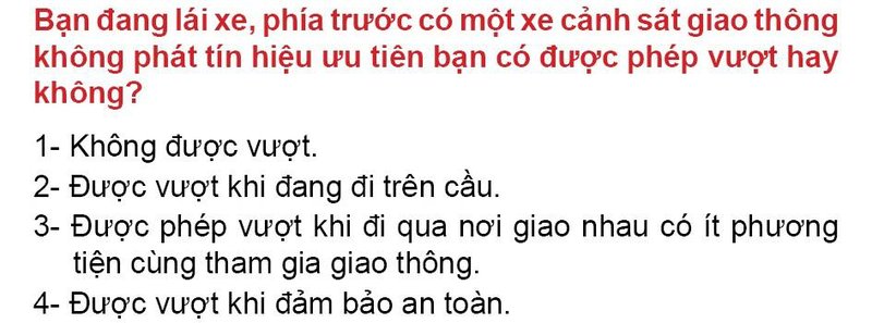 Nội dung câu hỏi thi bằng lái xe số 38