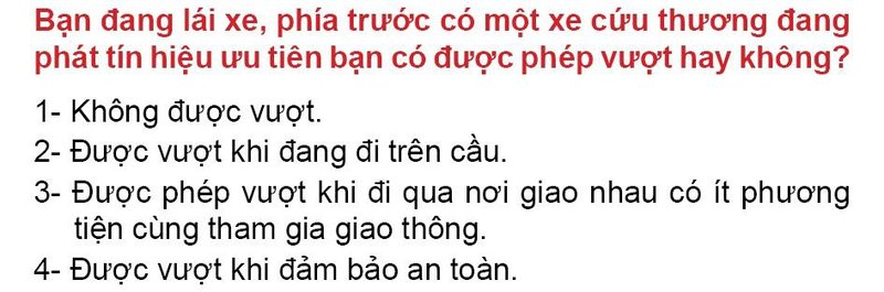 Nội dung câu hỏi thi bằng lái xe số 39