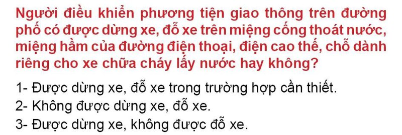 Nội dung câu hỏi thi bằng lái xe số 43