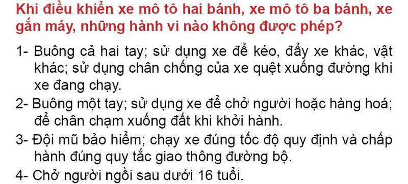 Nội dung câu hỏi thi bằng lái xe số 47