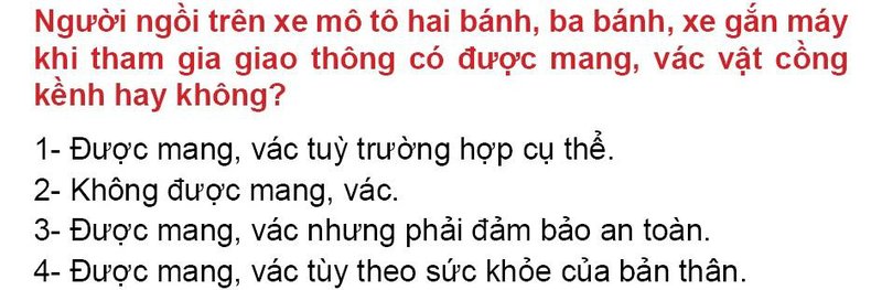 Nội dung câu hỏi thi bằng lái xe số 48