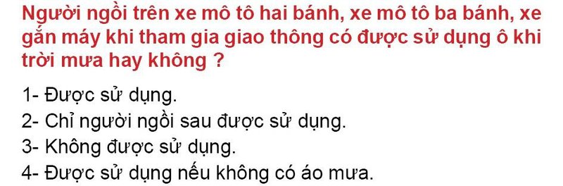 Nội dung câu hỏi thi bằng lái xe số 50