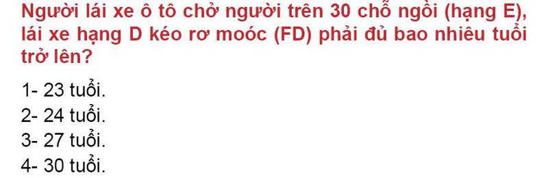 Nội dung câu hỏi thi bằng lái xe số 56
