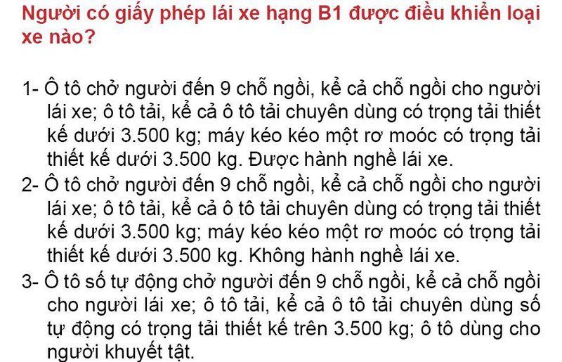Nội dung câu hỏi thi bằng lái xe số 65