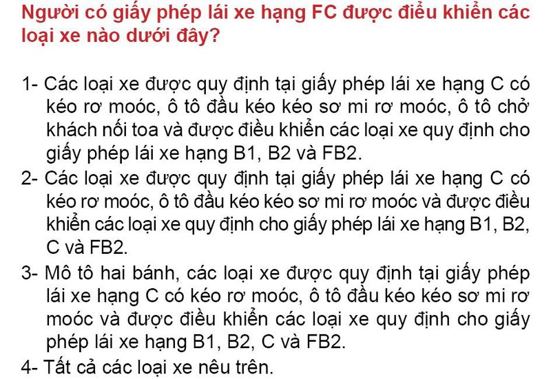 Nội dung câu hỏi thi bằng lái xe số 70