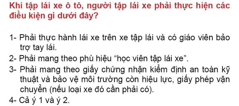 Nội dung câu hỏi thi bằng lái xe số 76
