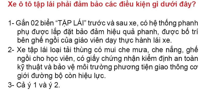 Nội dung câu hỏi thi bằng lái xe số 78