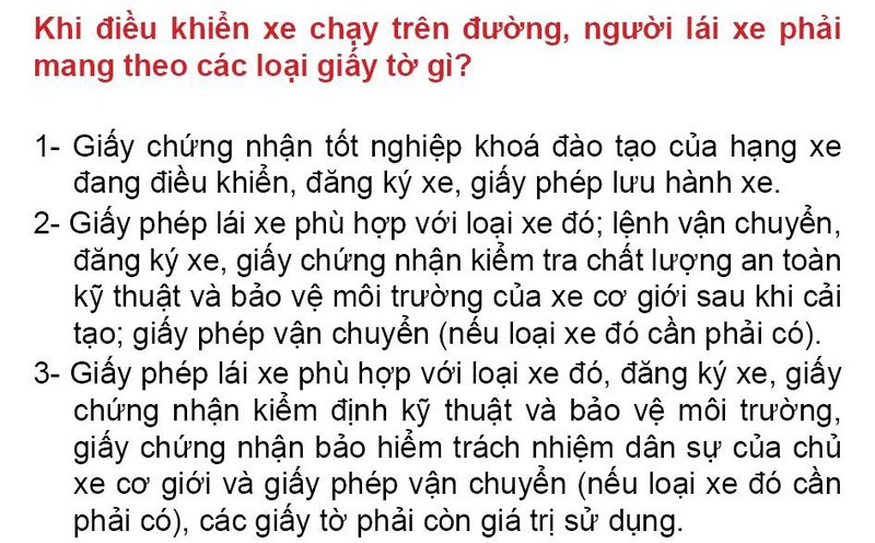 Nội dung câu hỏi thi bằng lái xe số 80