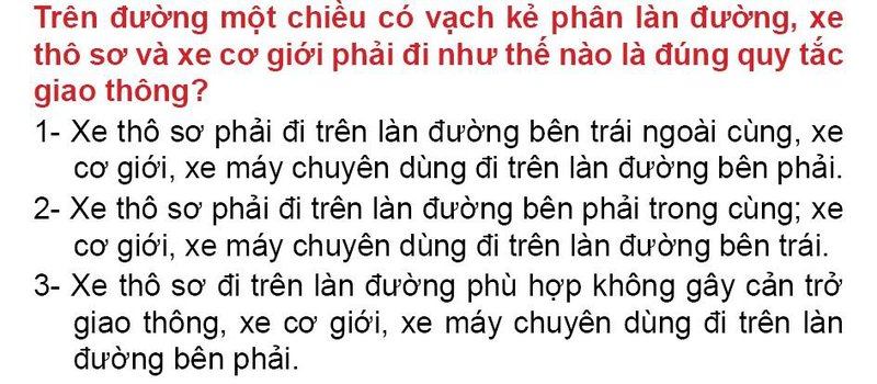 Nội dung câu hỏi thi bằng lái xe số 87