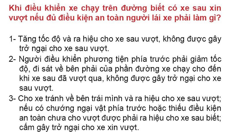 Nội dung câu hỏi thi bằng lái xe số 89
