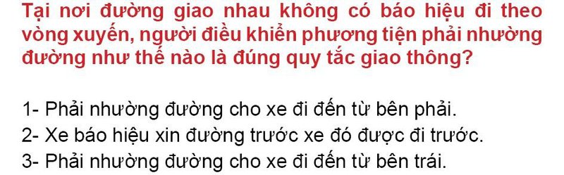 Nội dung câu hỏi thi bằng lái xe số 98