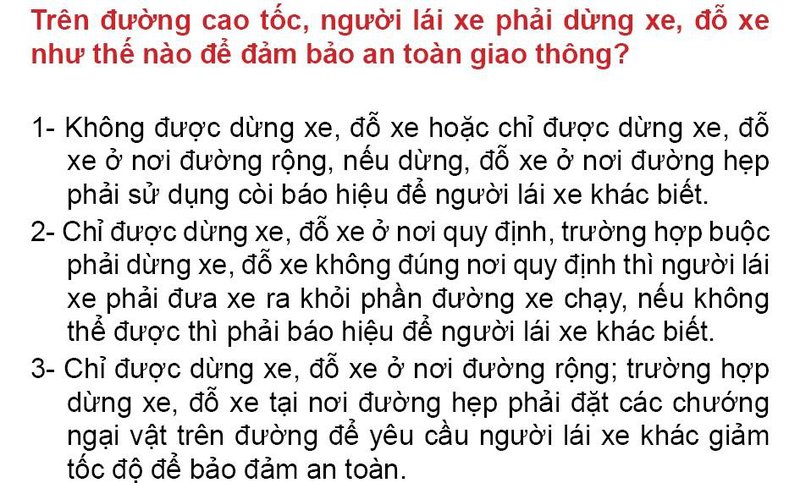 Nội dung câu hỏi thi bằng lái xe số 102