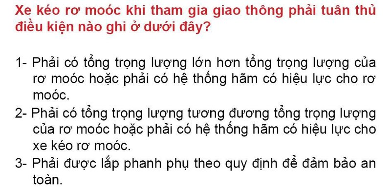 Nội dung câu hỏi thi bằng lái xe số 107