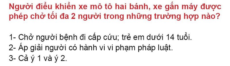 Nội dung câu hỏi thi bằng lái xe số 110