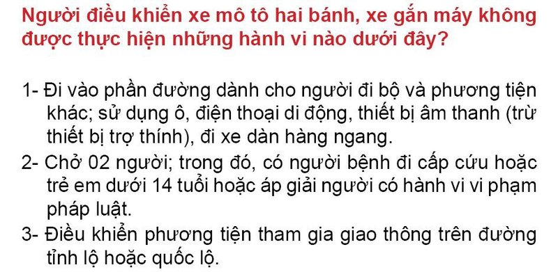 Nội dung câu hỏi thi bằng lái xe số 111