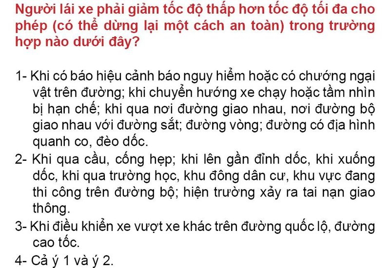 Nội dung câu hỏi thi bằng lái xe số 113