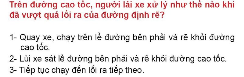 Nội dung câu hỏi thi bằng lái xe số 119