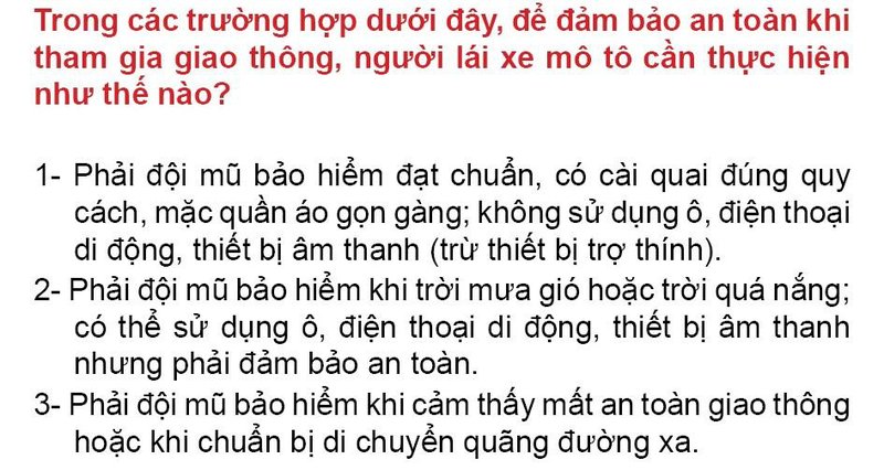 Nội dung câu hỏi thi bằng lái xe số 122