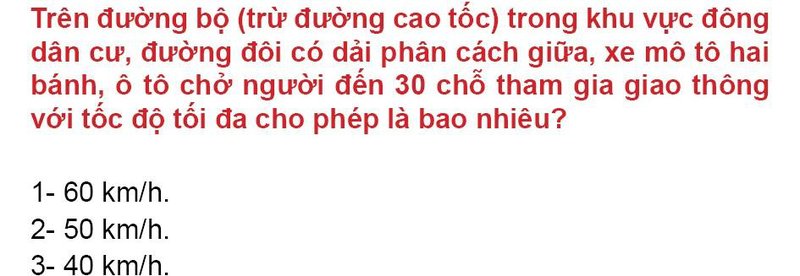Nội dung câu hỏi thi bằng lái xe số 125