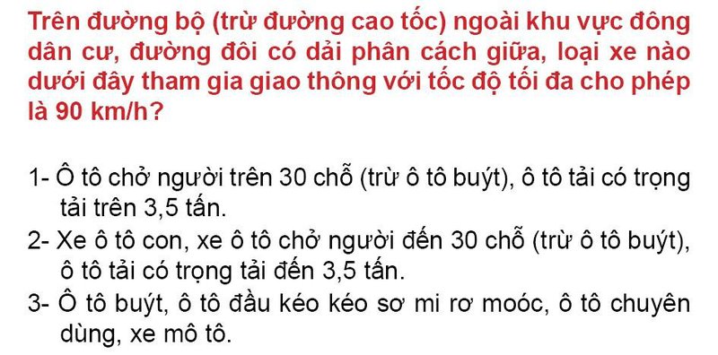 Nội dung câu hỏi thi bằng lái xe số 129