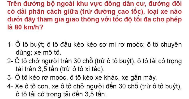 Nội dung câu hỏi thi bằng lái xe số 130
