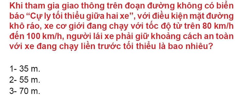 Nội dung câu hỏi thi bằng lái xe số 138