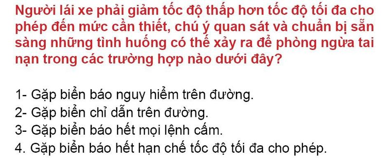 Nội dung câu hỏi thi bằng lái xe số 141