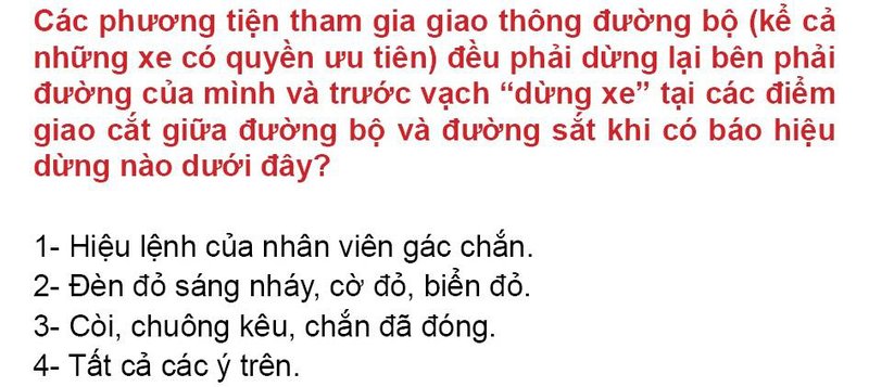 Nội dung câu hỏi thi bằng lái xe số 144