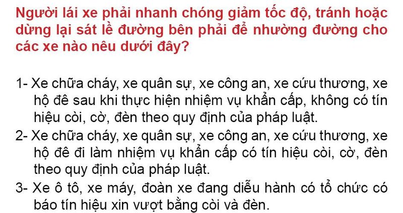 Nội dung câu hỏi thi bằng lái xe số 148