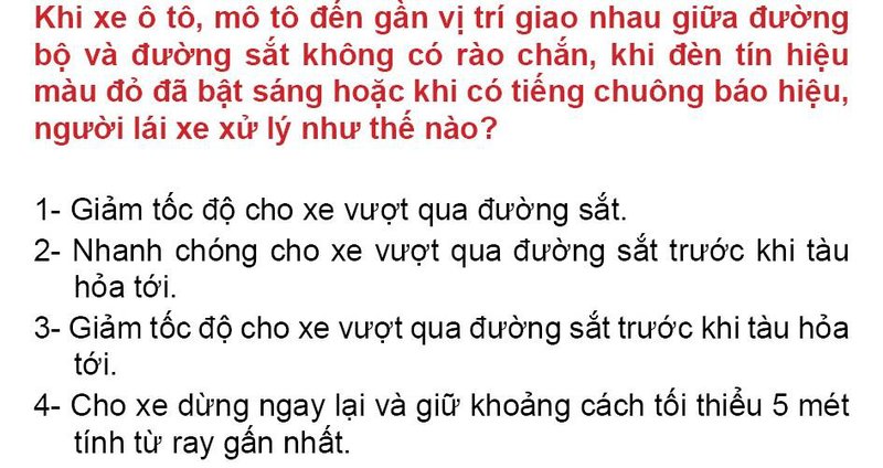 Nội dung câu hỏi thi bằng lái xe số 150