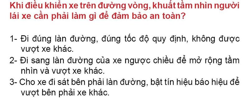 Nội dung câu hỏi thi bằng lái xe số 151