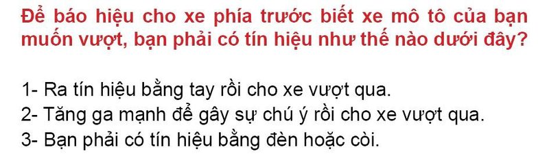 Nội dung câu hỏi thi bằng lái xe số 159