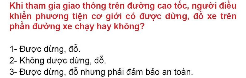 Nội dung câu hỏi thi bằng lái xe số 160