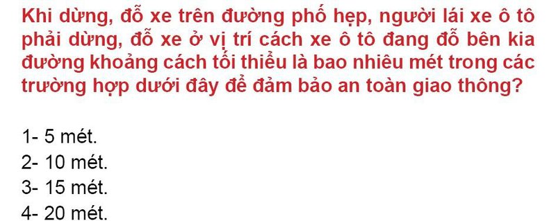 Nội dung câu hỏi thi bằng lái xe số 163