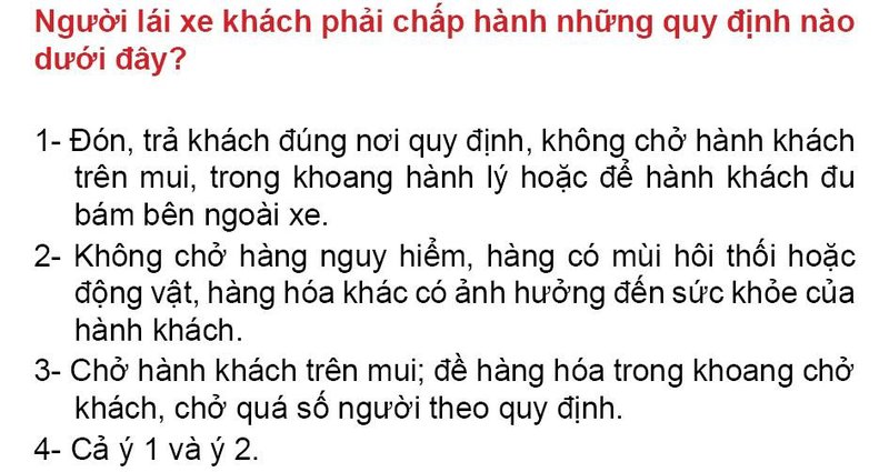 Nội dung câu hỏi thi bằng lái xe số 172