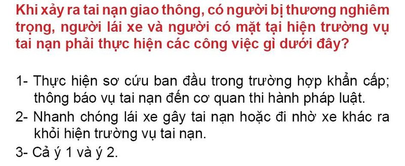 Nội dung câu hỏi thi bằng lái xe số 207