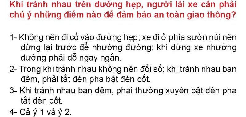 Nội dung câu hỏi thi bằng lái xe số 219