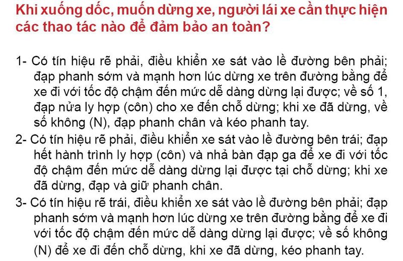 Nội dung câu hỏi thi bằng lái xe số 222