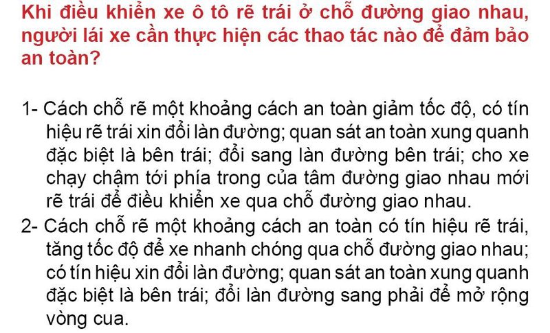 Nội dung câu hỏi thi bằng lái xe số 225