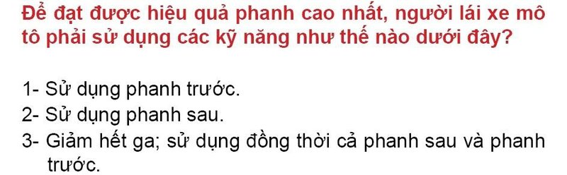 Nội dung câu hỏi thi bằng lái xe số 250
