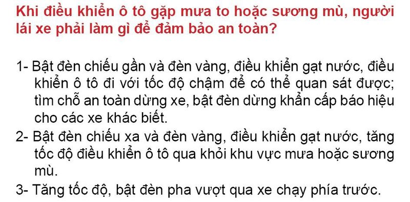 Nội dung câu hỏi thi bằng lái xe số 252