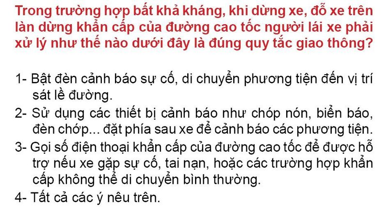 Nội dung câu hỏi thi bằng lái xe số 259